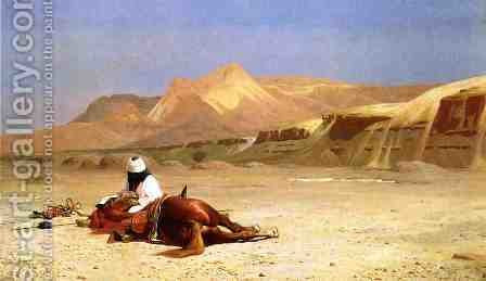An Arab and His Horse in the Desert by Jean-Léon Gérôme - Reproduction Oil Painting