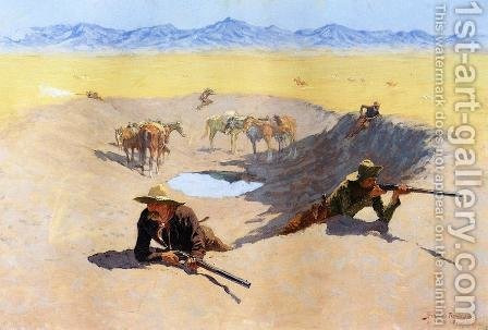Fight For The Water Hole by Frederic Remington - Reproduction Oil Painting
